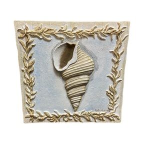 Kate McRostie 3D Seashell Wall Art Tile Plaque Shell Coastal Beach Signed